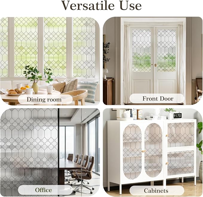 SUNBABY Reeded Glass Window Privacy Film, Decorative Frosted Glass Window Film - Image 6