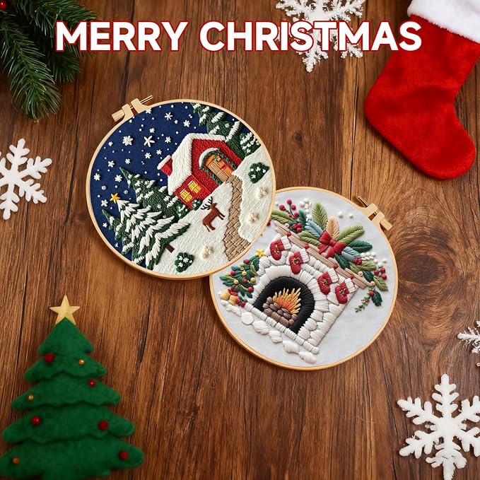 BBLYBD Christmas Embroidery Kit, 4 Set Embroidery DIY Starter Kit, Cross Stitch - Image 3