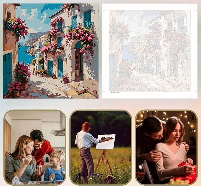 5DDIYART Flowers Scenery Town Paint by Numbers - Image 6