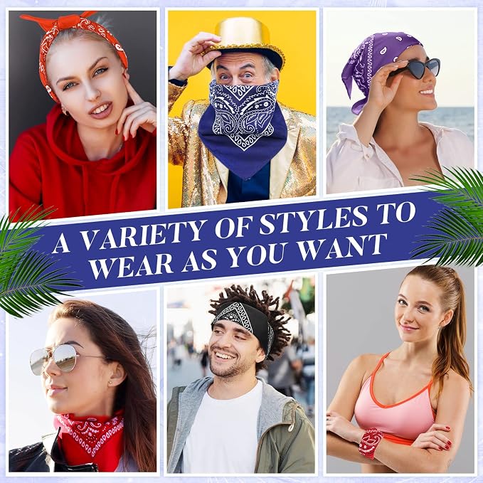 100 Pack Bandanas Unisex Paisley Bandanas Bulk Multi Purpose Cowboy Head Wrap - Image 4