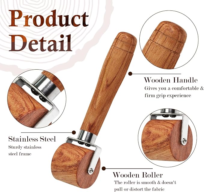 Savina Quilting Seam Roller, Wooden Pressing Roller, Home Decoration. - Image 3