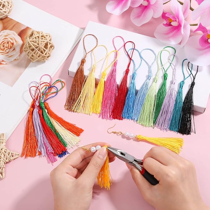 Bookmark Tassels Bulk, Cridoz 200Pcs Small Tassels Silky Handmade Soft Craft - Image 7