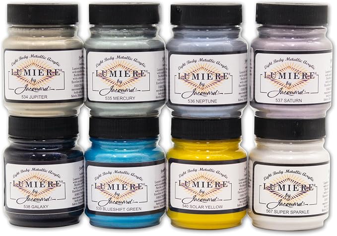 Jacquard Lumiere 2.25oz Fabric Paint 8 Color Celestial Set by Jacquard