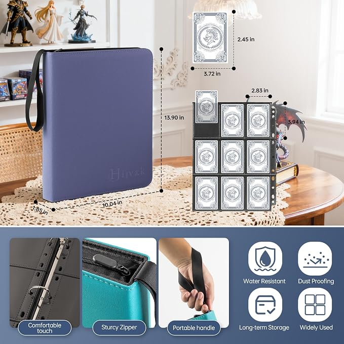 Trading Card Binder, Premium 9 Pocket Double Sided 720 Pocket PU Card - Image 2