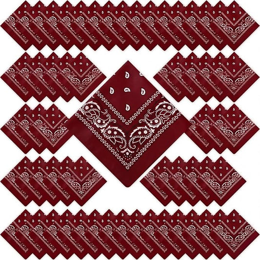 100 Pack Bandanas Unisex Paisley Bandanas Bulk Multi Purpose Cowboy Head Wrap by Handepo
