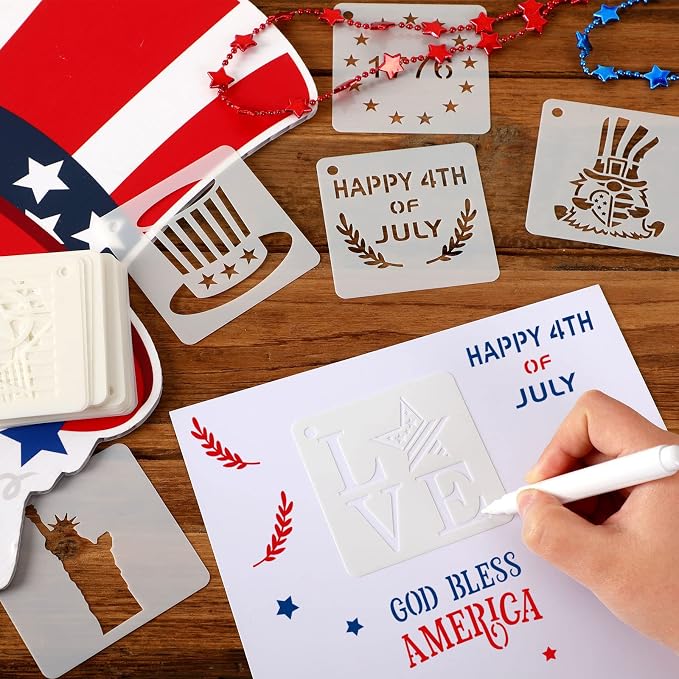Augshy 56 Pack 4th of July Patriotic Stencils - Image 5
