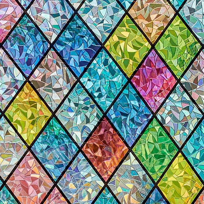 Sunbaby Window Privacy Film Stained Glass Decorative Rainbow Window Cling 3D by SUNBABY