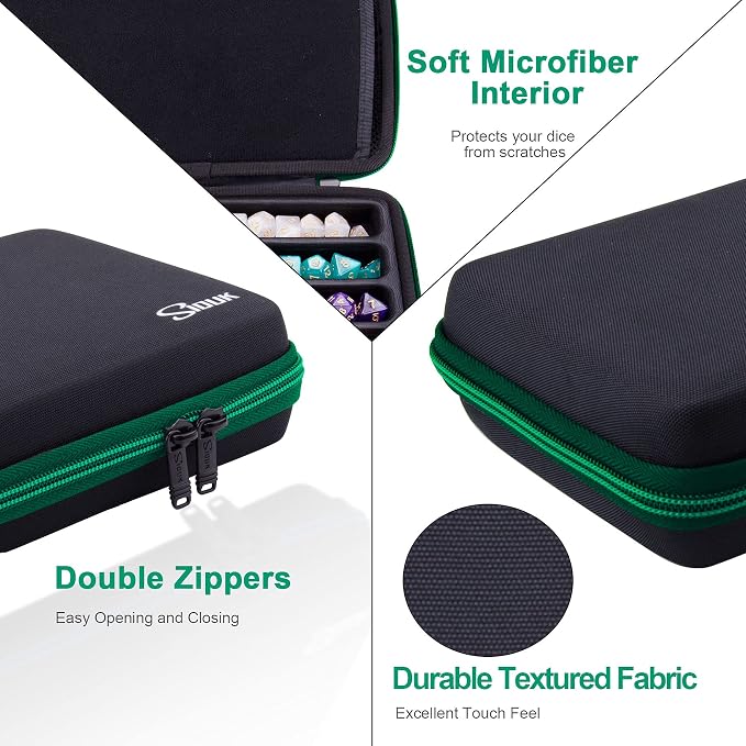 SIQUK Green EVA Dice Case with Detachable Tray and Handle - Image 4