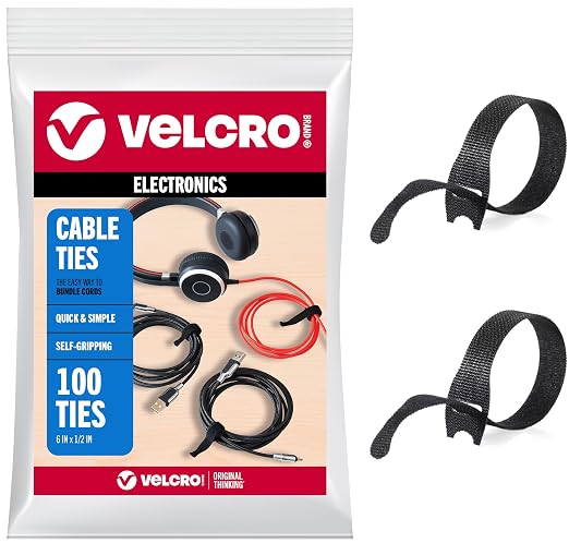 VELCRO Brand Reusable Cable Ties, 100 Pack 6 Inch, Cord & Cable Management by VELCROBrand