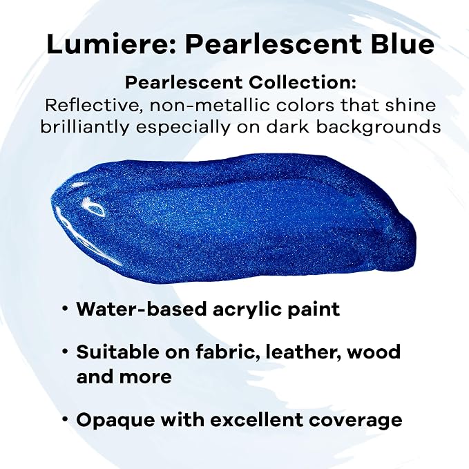 Jacquard Lumiere 2.25oz Fabric Paint Pearlescent Blue - Image 2