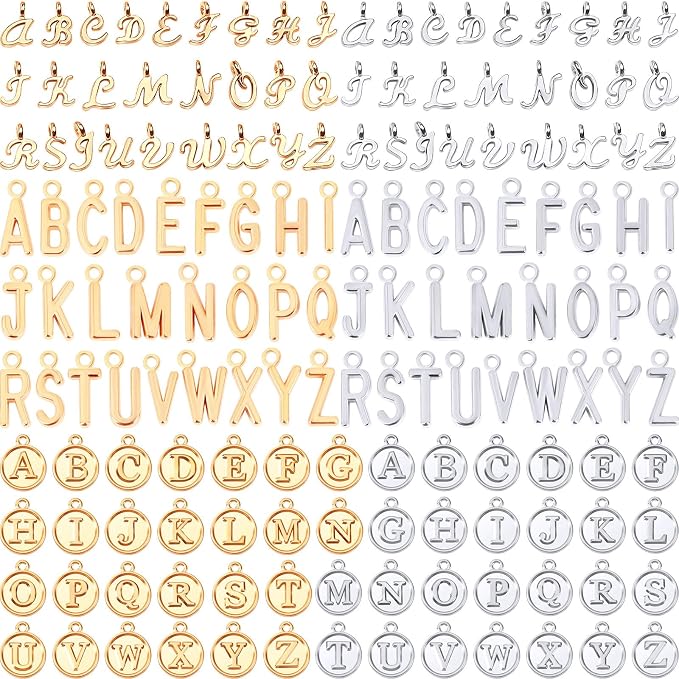SANNIX 156Pcs/6 Sets Alphabet ABC Letter Charms 3 Styles Capital A-Z Charms DIY by SANNIX