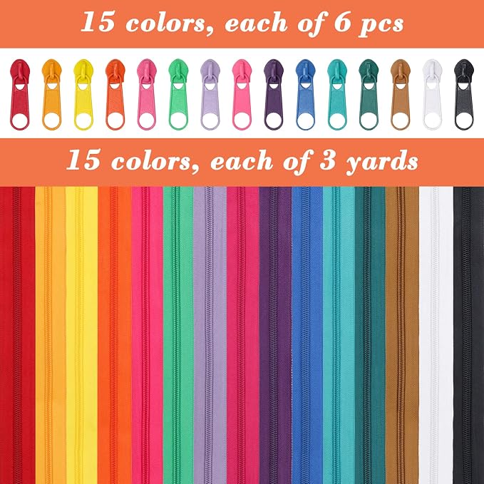 45 Yards 15 Colors #5 Nylon Coil Zippers - Image 4