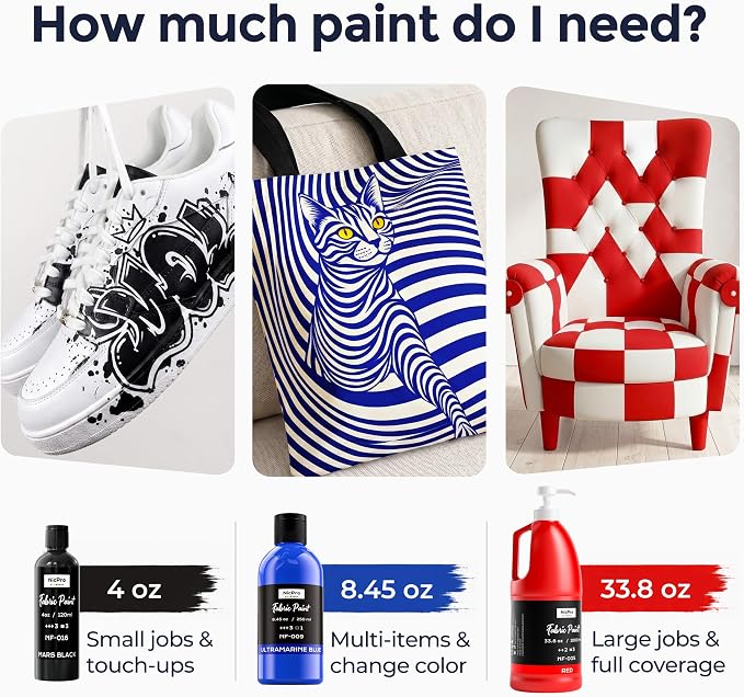 Nicpro Blue Fabric Paint with Pump, 33.8 fl oz Large Fabric Paint - Image 7