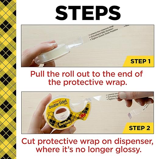 Scotch Double-Sided Tape, 1/2 in x 250 in, 3 Pack - Image 4