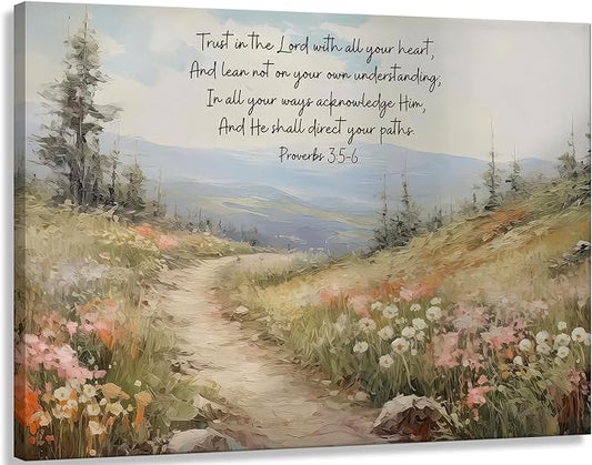 YOXORDQ Christian Bible Floral Canvas Wall Art Scripture Wildflower Picture by YOXORDQwallart