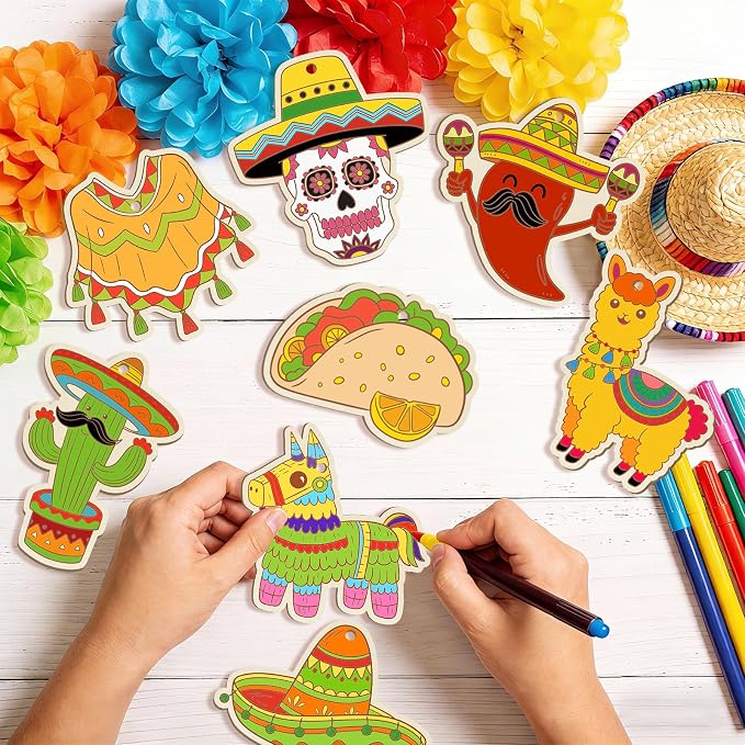 80PCS Wooden Cinco De Mayo Crafts Decorations Mexico Crafts - Image 3