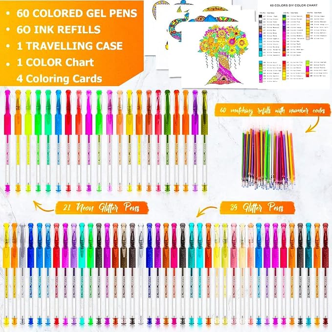 120 Pack Glitter Gel Pens Cute Office School Supplies Gifts - Image 2