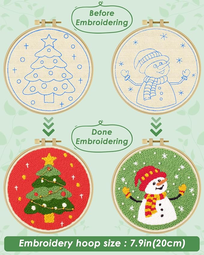 ERKOON Christmas Punch Needle Kit Adults Beginners, Needling Punch Project - Image 3