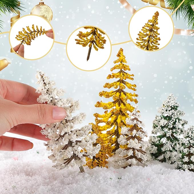 Skylety 35 Pieces Model Trees 6.3-1.2 Inch Mixed Miniature Trees Diorama - Image 3