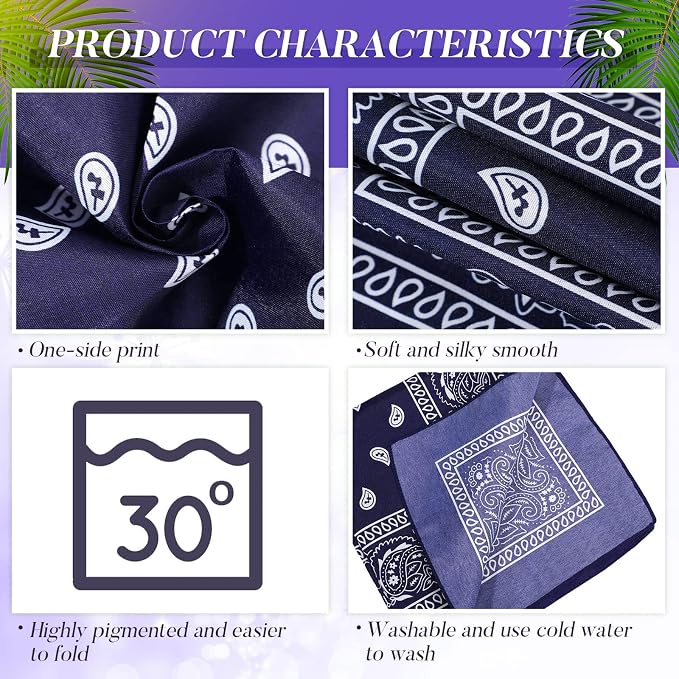 100 Pack Bandanas Unisex Paisley Bandanas Bulk Multi Purpose Cowboy Head Wrap - Image 2