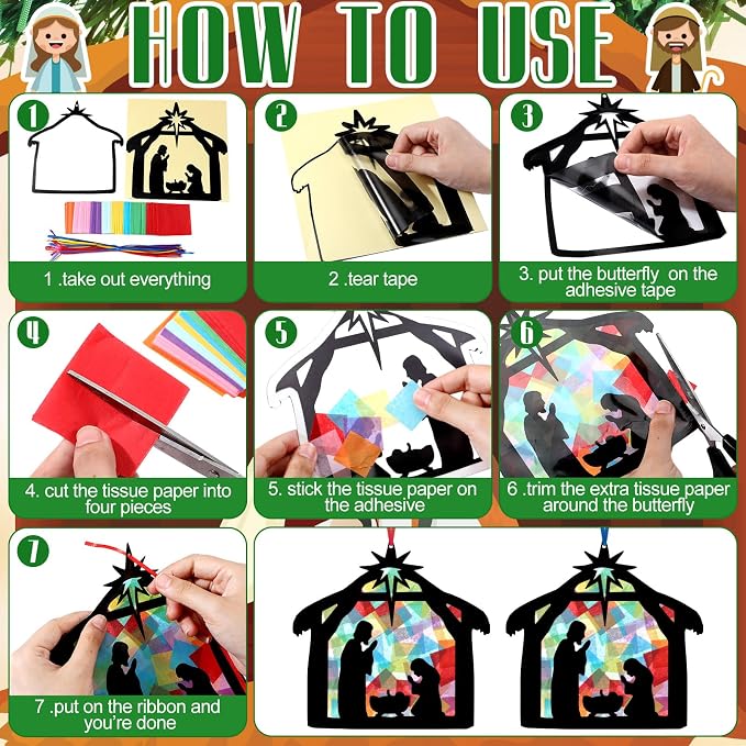 Eersida 32 Sets Christmas Nativity Ornaments Crafts Kits Bulk DIY Christian - Image 4