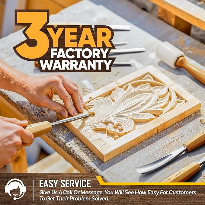 Wood Carving Kit, Sharp Cr-V 60 Steel Blades, Wood Chisel Sets - Image 6