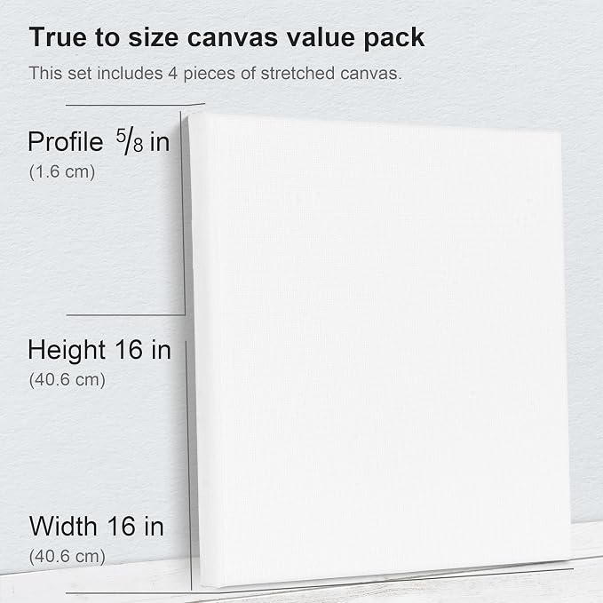 PHOENIX Stretched Canvas for Painting 16x16 Inch/4 Value Pack, 8 Oz Triple - Image 3