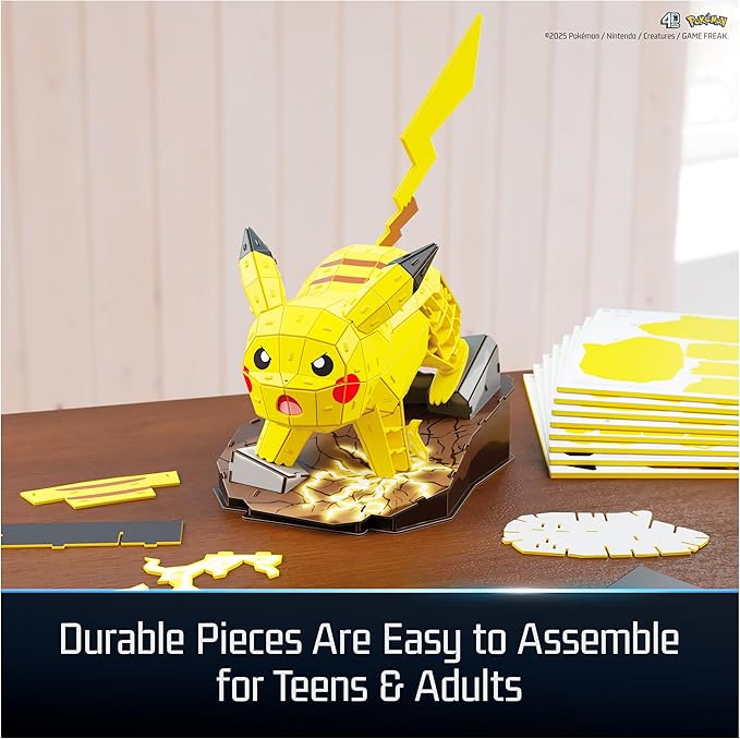 4D Build Pokémon Pikachu 3D Puzzle Model Kit, Desk Décor, Shelf Display - Image 4