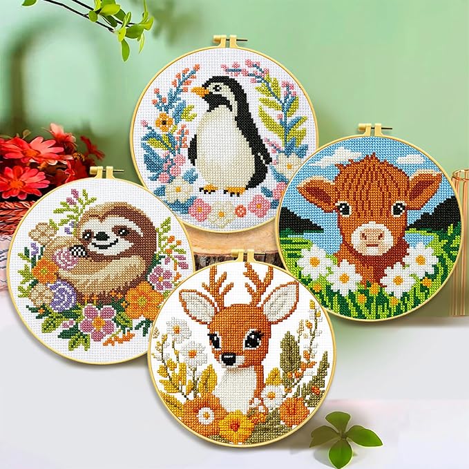 Zhenqing 4-Piece Animal Cross Stitch Kit - Image 2