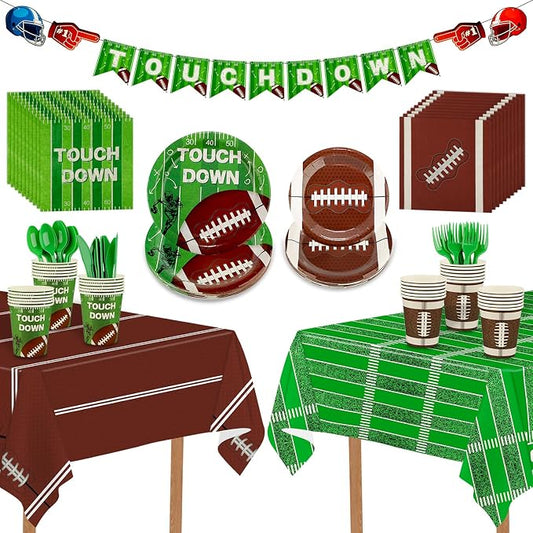 171 PCS Football Party Supplies Kit, Disposable Tableware Plates Napkins Cups by Unknown