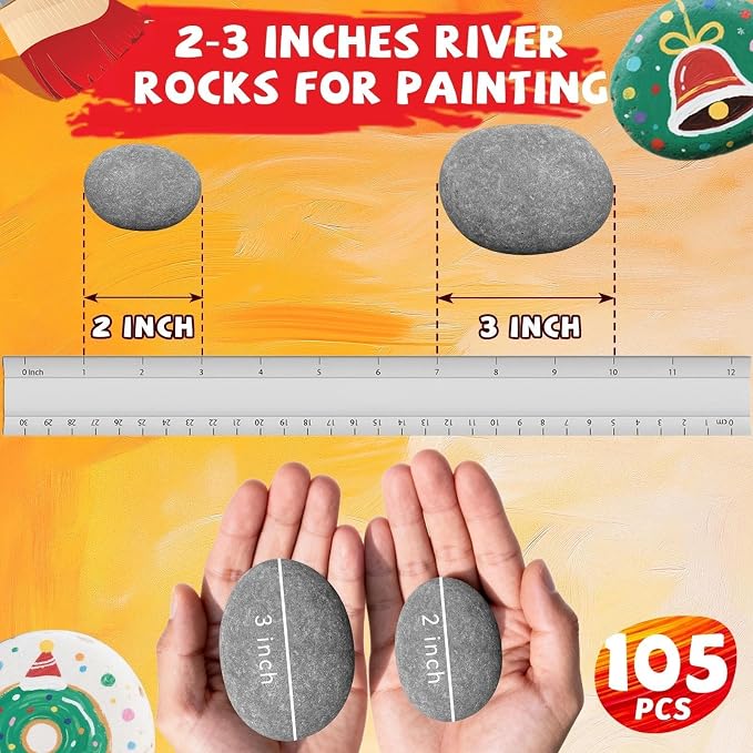 ReePlan 105PCS Rocks for Painting Bulk, 2-3 Inches Natural Smooth River Rocks - Image 2
