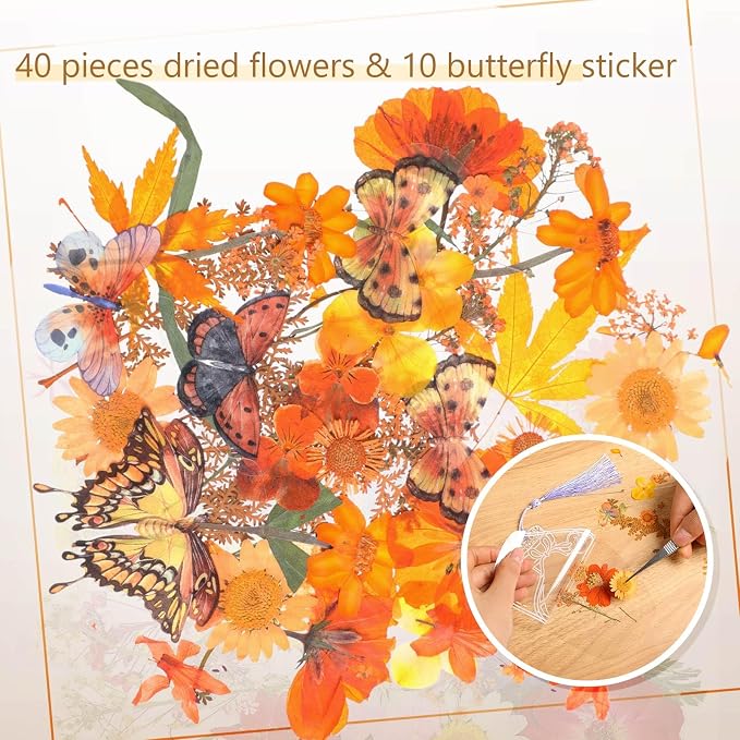 TaoBary 91 Pcs DIY Handmade Transparent Dried Flower Bookmark Set Include - Image 5