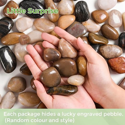 SIDONG 20 LB Mixed River Rocks, 0.4-1.2 Inches Highly Polished Pebbles - Image 2