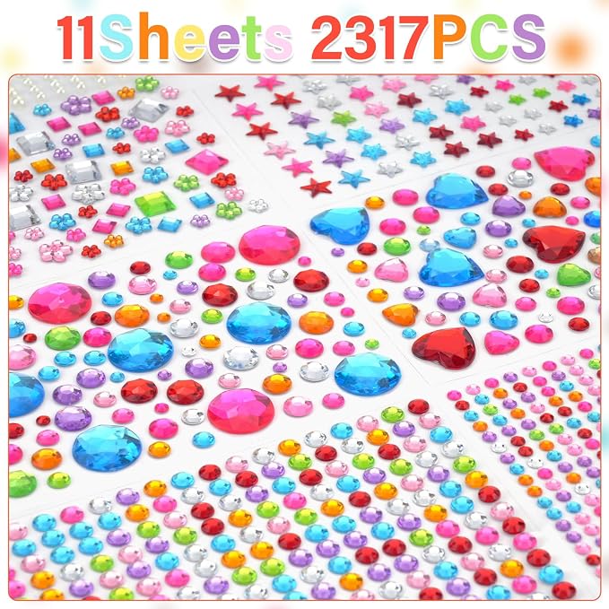 MMonDod 11 Sheets Gem Stickers, scrapbooking, card making, DIY decor, party - Image 3