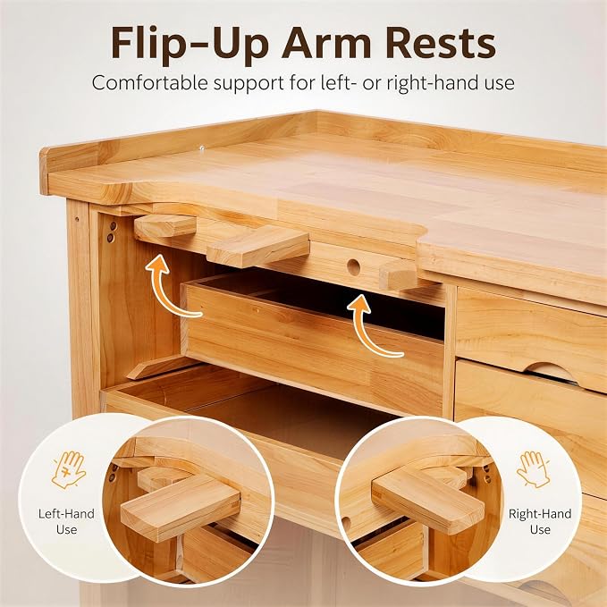 Jewelry Workbench, Heavy Duty Solid Wood Jewelers Bench - Image 4