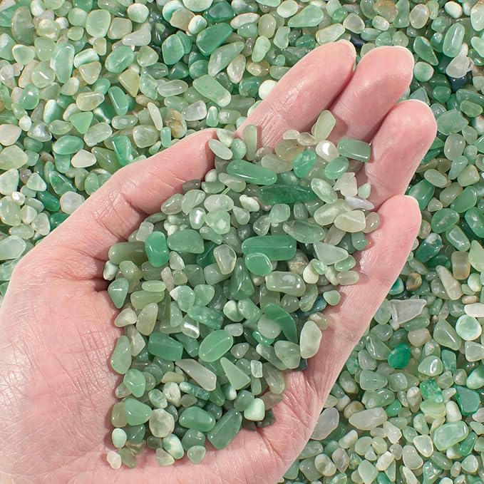 Crystal Chips Bulk Green Aventurine Crushed Quartz Stones Pebbles, 5-7mm by EZEELAI