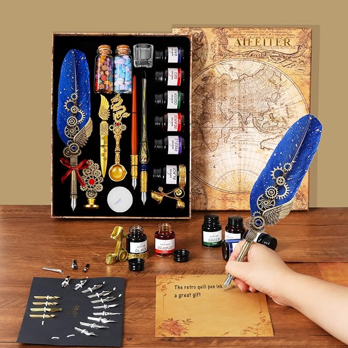 Aifeiter Quill Pen Ink Set-Feather Calligraphy Pen and Set, includes 6 Bottles - Image 6