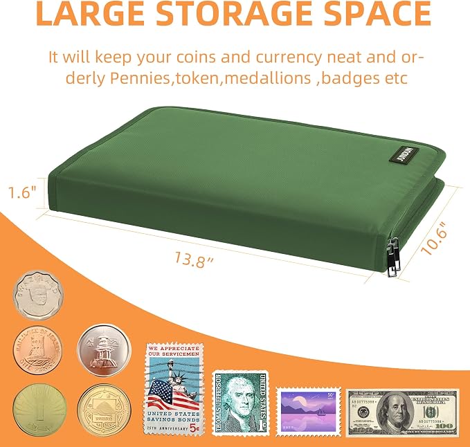 Coin Collection Book Holder for Collectors 2000℉ Fireproof | 300 Pockets Coins - Image 5