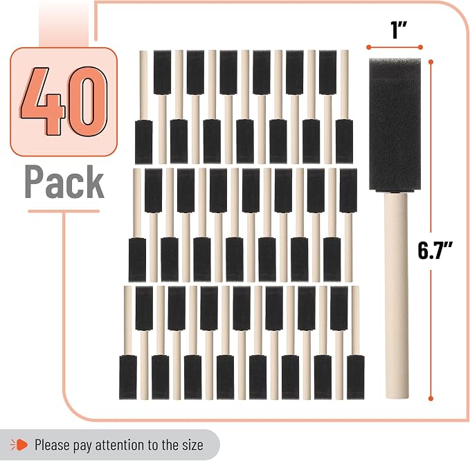 Bates Foam Paint Brushes, 40 Pack - Image 2
