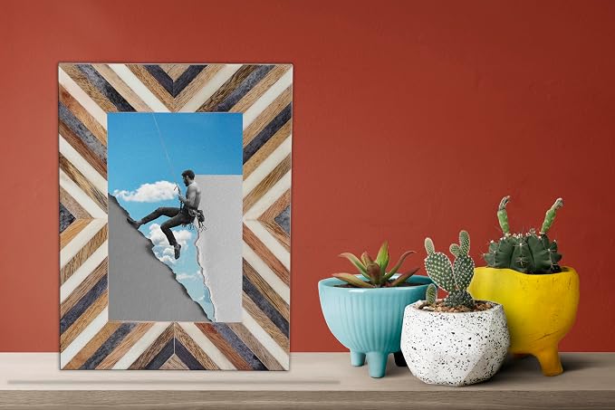 Handmade Picture Photo Frame Chevron Herringbone Art Inspired Vintage - Image 7