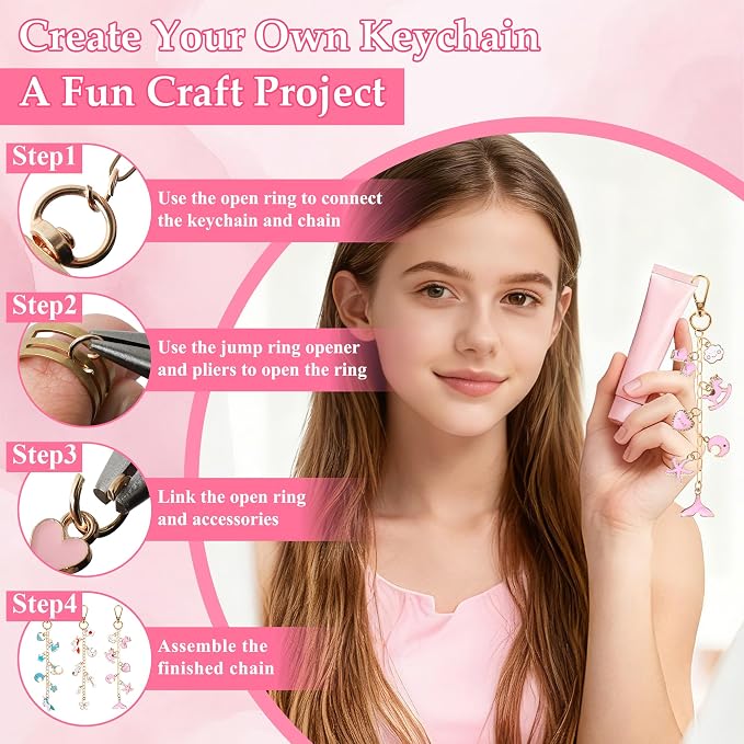 ZOYVUX 363Pcs Lip Gloss Charms Keychain Kit, DIY Bag Charm Kit - Image 4