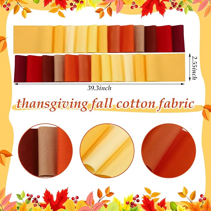Hosuly 40 Pcs Gradient Orange Fabric Fall Jelly Quilting Strips Yellow Orange - Image 2