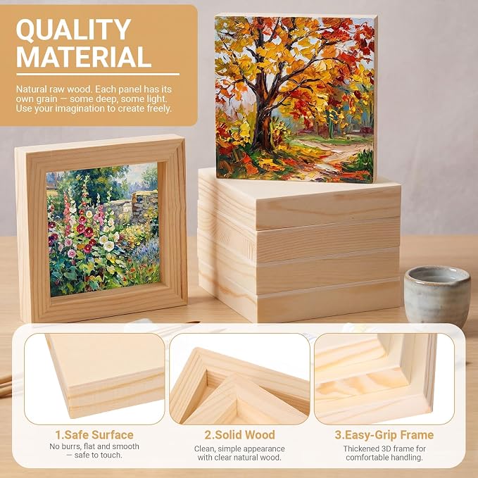 Novabright 30 Pack 4" x 4" Unfinished Wood Panels - Image 3