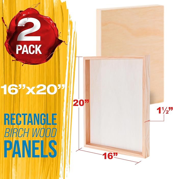 U.S. Art Supply 16" x 20" Unfinished Cradled Wood Panels - Image 2
