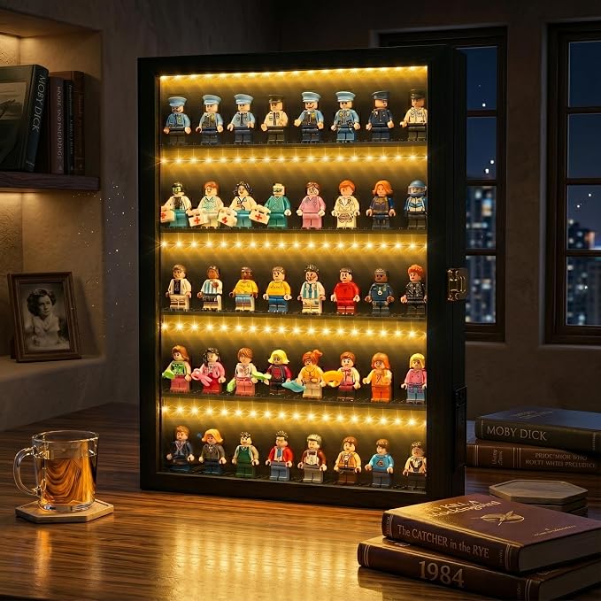 Minifigure Display Case – Black 16″ × 11″ × 2″ Showcase Cabinet - Image 2