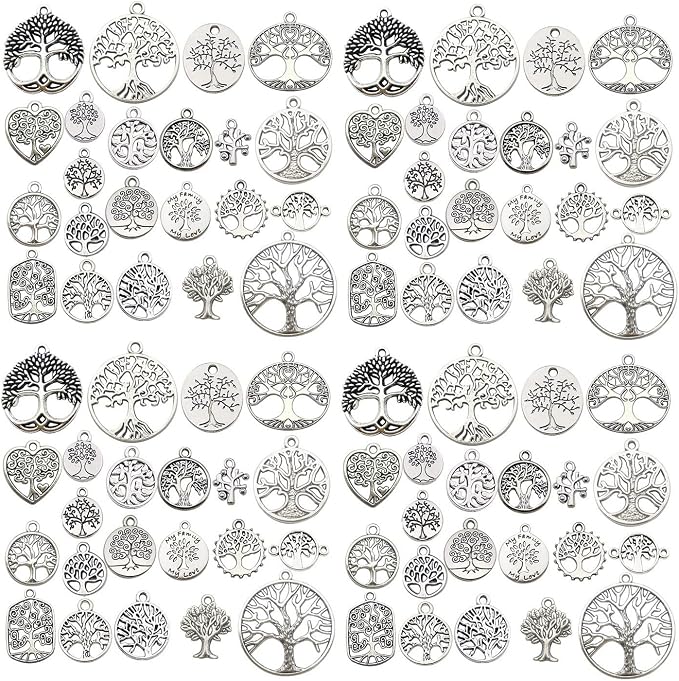WOCRAFT 120pcs Antique Silver Tree Of Life Charma by WOCRAFT