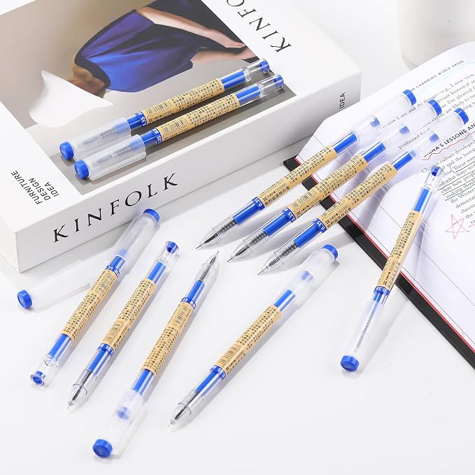 Japanese Style Blue Gel Ink Pens, 0.35mm Extra Fine Point, No Smudge Quick - Image 6