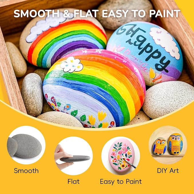 Simetufy 15 Pcs Large Rocks for Painting, 4-5 Inch River Rocks Painting Stones - Image 4