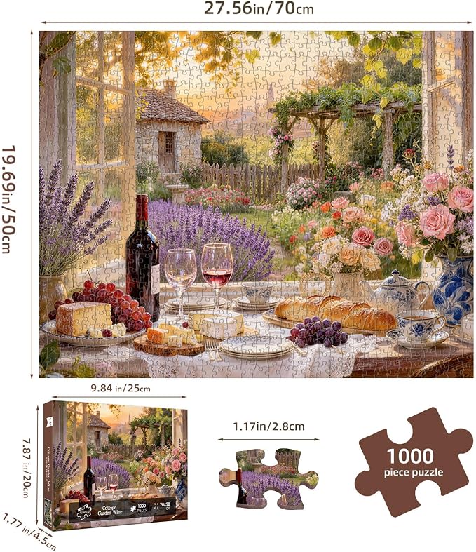Cottage Garden Wine Puzzles for Adults 1000 Pieces, Challenging Jigsaw Puzzles - Image 3