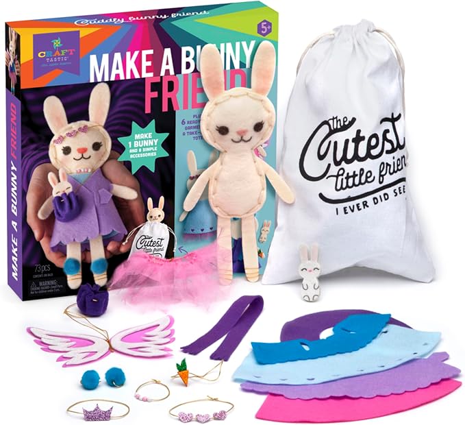 Craft-tastic – Make a Bunny Friend Craft Kit – Learn to Make 1 Easy-to-Sew - Image 4
